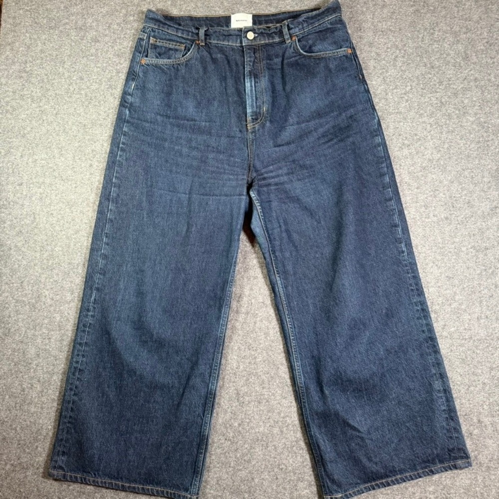 Reformation Cary High Rise Slouchy Wide Leg Jeans Dark Wash Blue Size 32 Boho